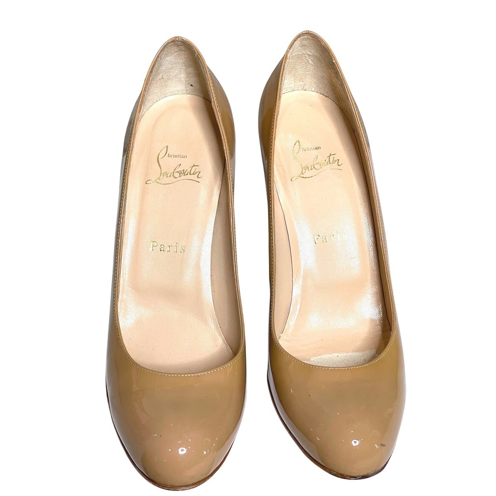 Christian Louboutin Nude Patent Leather Pumps Red Bottom Heels Size 39 - Picture 2 of 9